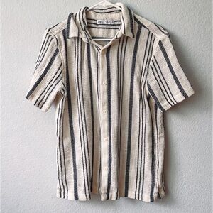 Zara Knit Textured Button Down Top